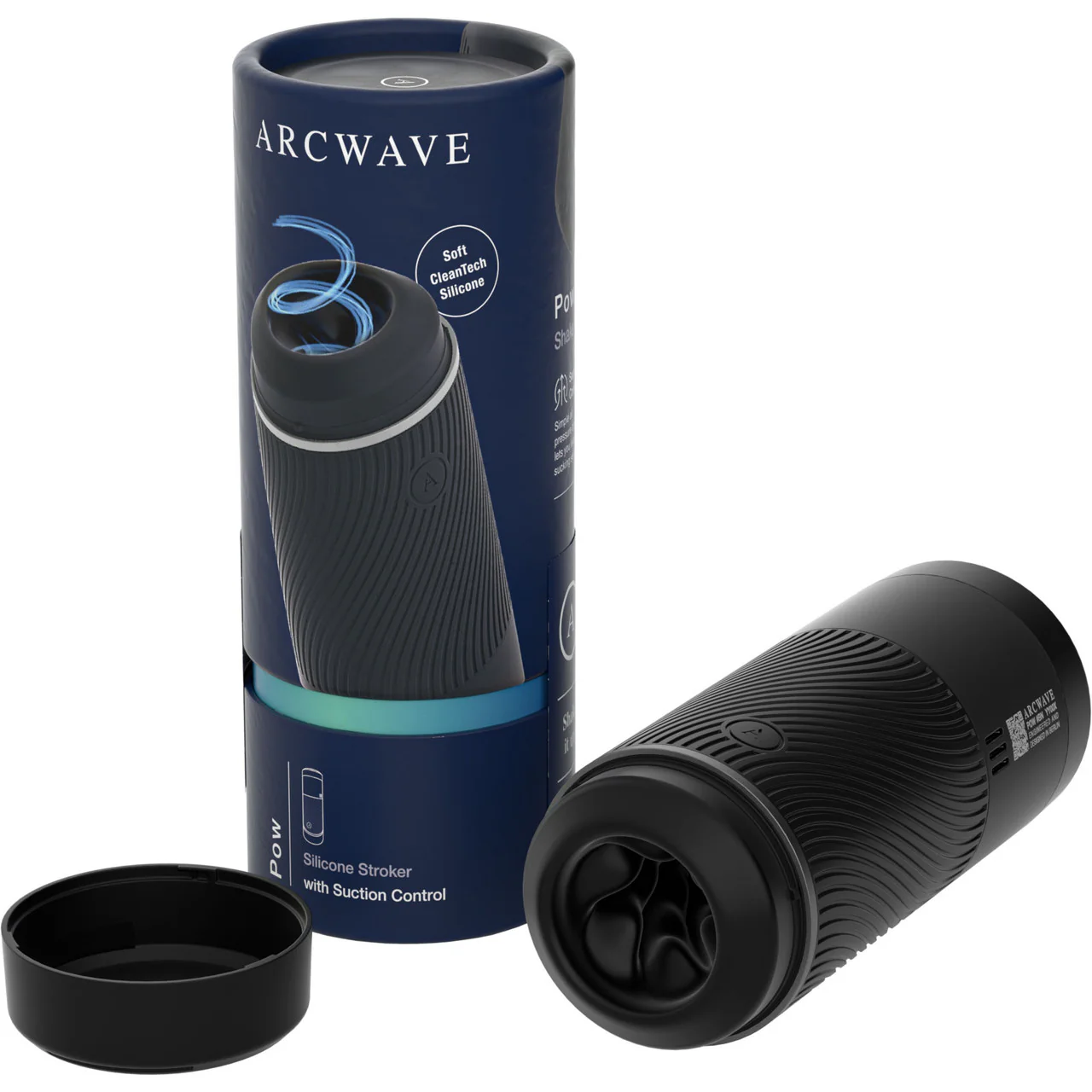 Arcwave POW Silicone Dual Entry Penis Stroker - Black - Image 2