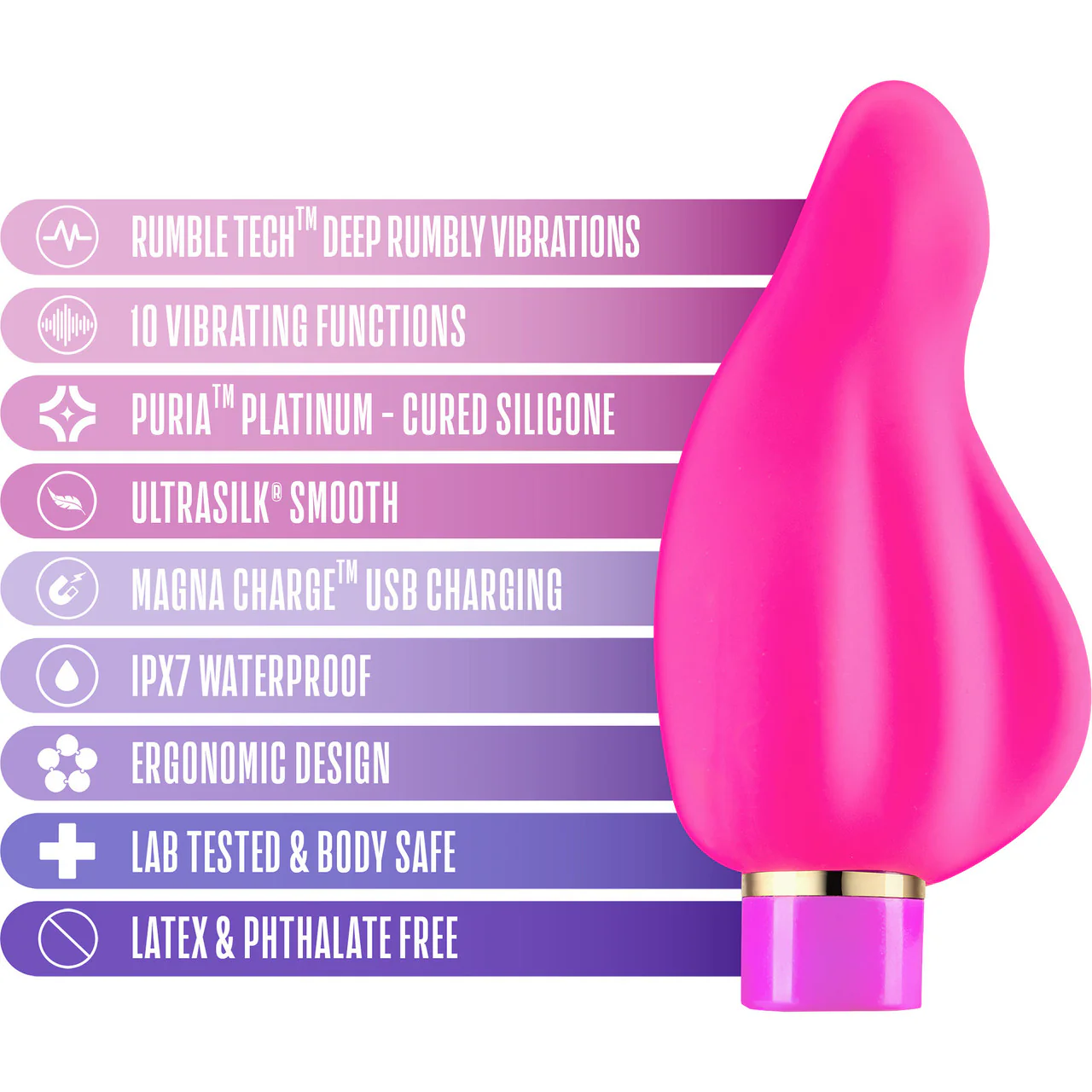 Aria Epic AF Rechargeable Waterproof Silicone Clitoral Vibrator By Blush - Fuchsia - Image 5