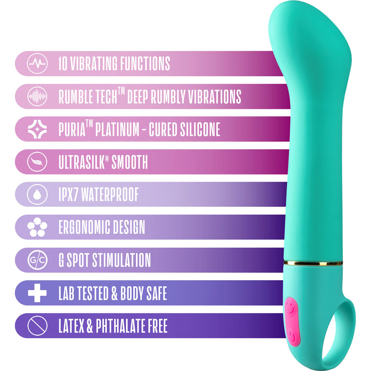 Aria Flirty AF 10-Function Silicone G-Spot Vibrator By Blush - Teal - Image 6