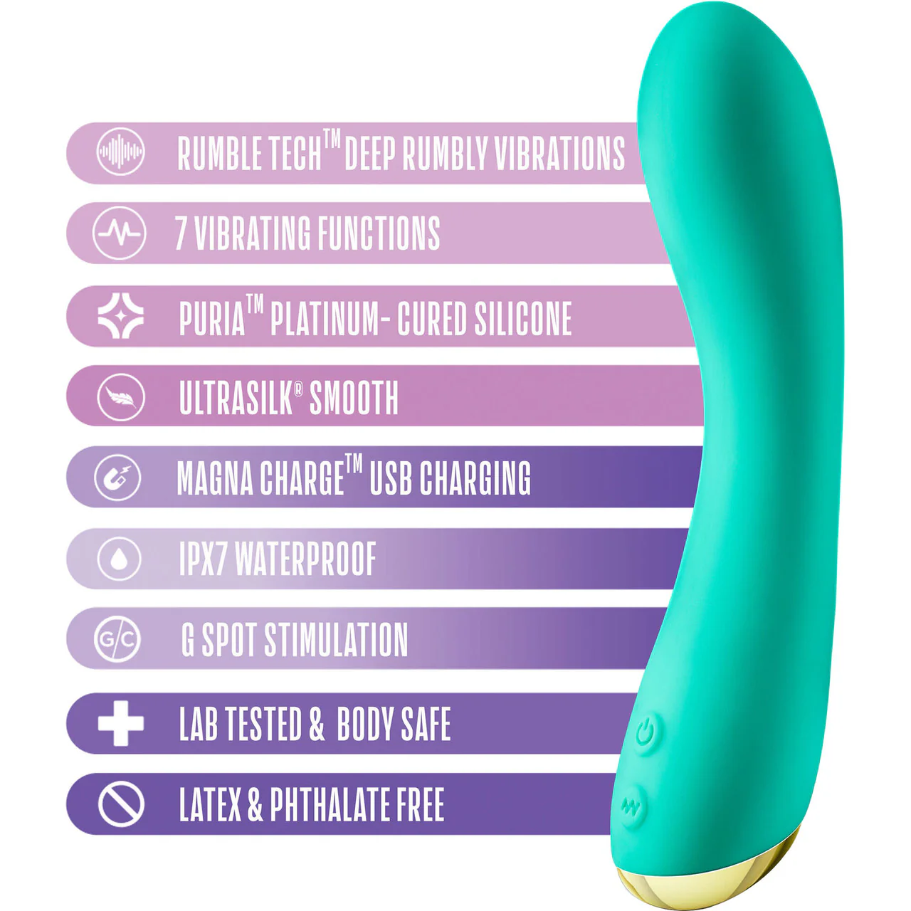 Aria Luscious AF 10-Function Rechargeable Silicone G-Spot Vibrator By Blush - Teal - Image 6