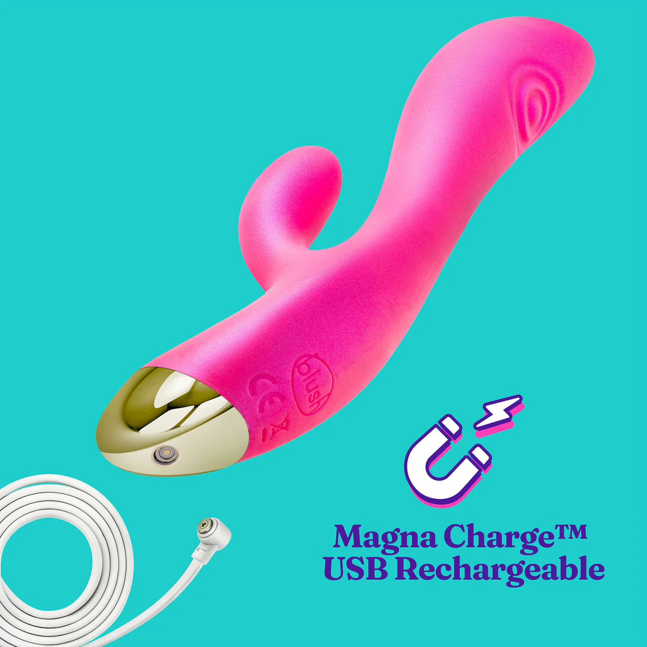 Aria Pleasin' AF Silicone Waterproof Dual Stimulation Vibrator By Blush - Fuchsia - Image 10