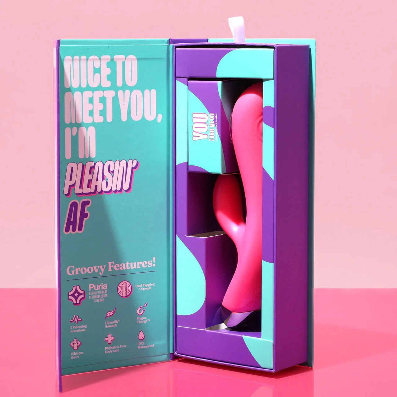 Aria Pleasin' AF Silicone Waterproof Dual Stimulation Vibrator By Blush - Fuchsia - Image 11
