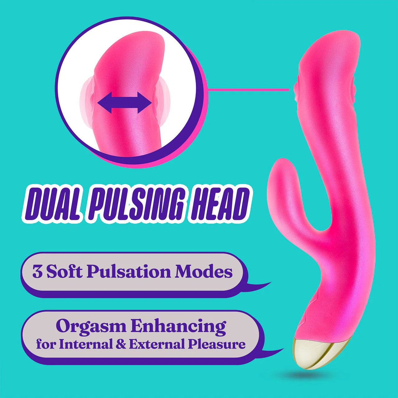 Aria Pleasin' AF Silicone Waterproof Dual Stimulation Vibrator By Blush - Fuchsia - Image 7