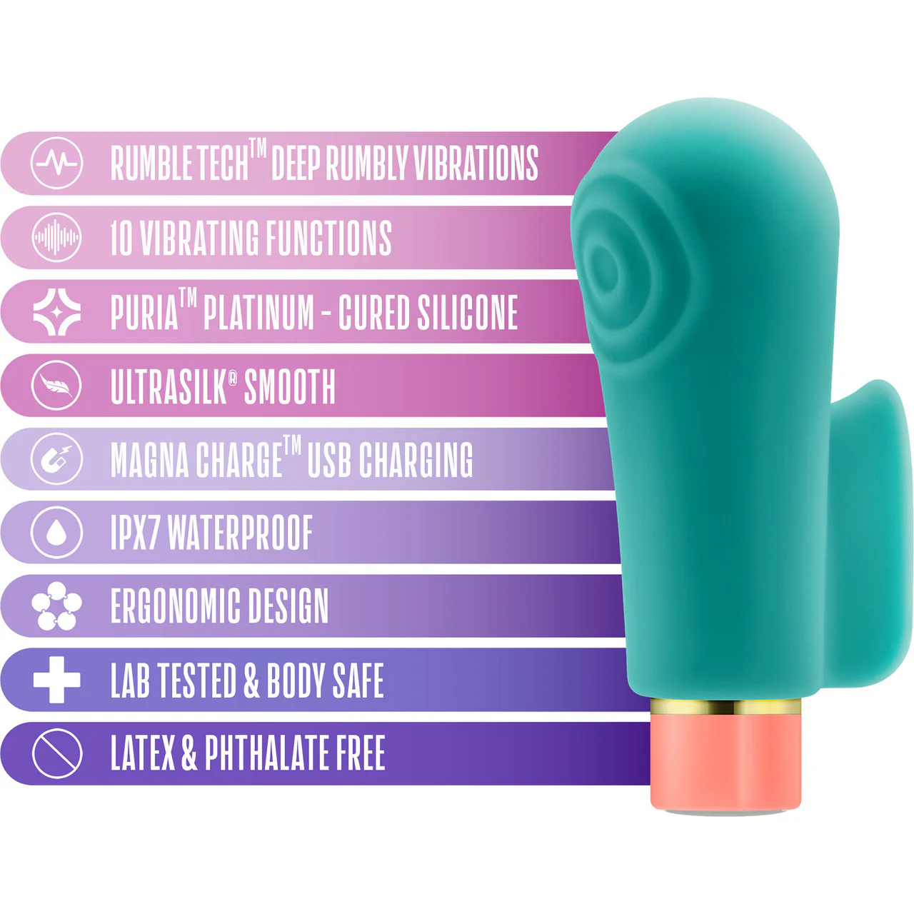 Aria Sensual AF Rechargeable Waterproof Silicone Clitoral Vibrator By Blush - Teal - Image 8