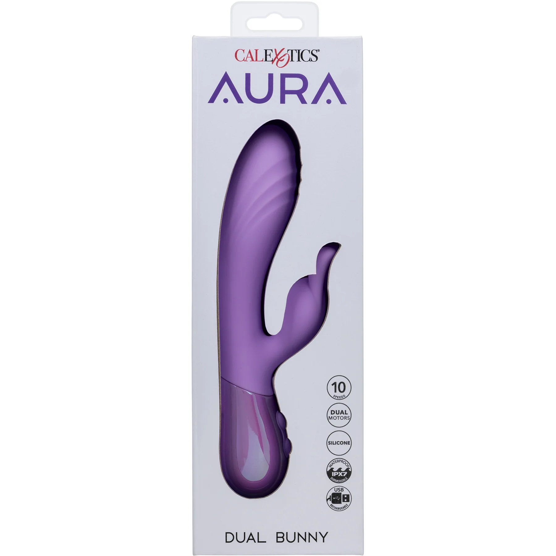 Aura Dual Bunny Rechargeable Silicone Rabbit Vibrator By CalExotics - Image 8