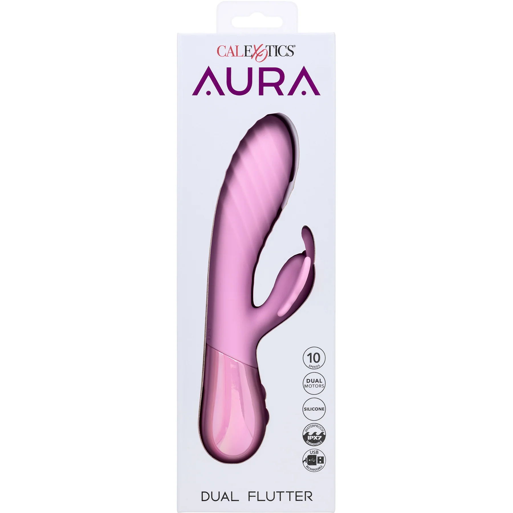 Aura Dual Flutter Rechargeable Silicone Rabbit Vibrator By CalExotics - Image 8
