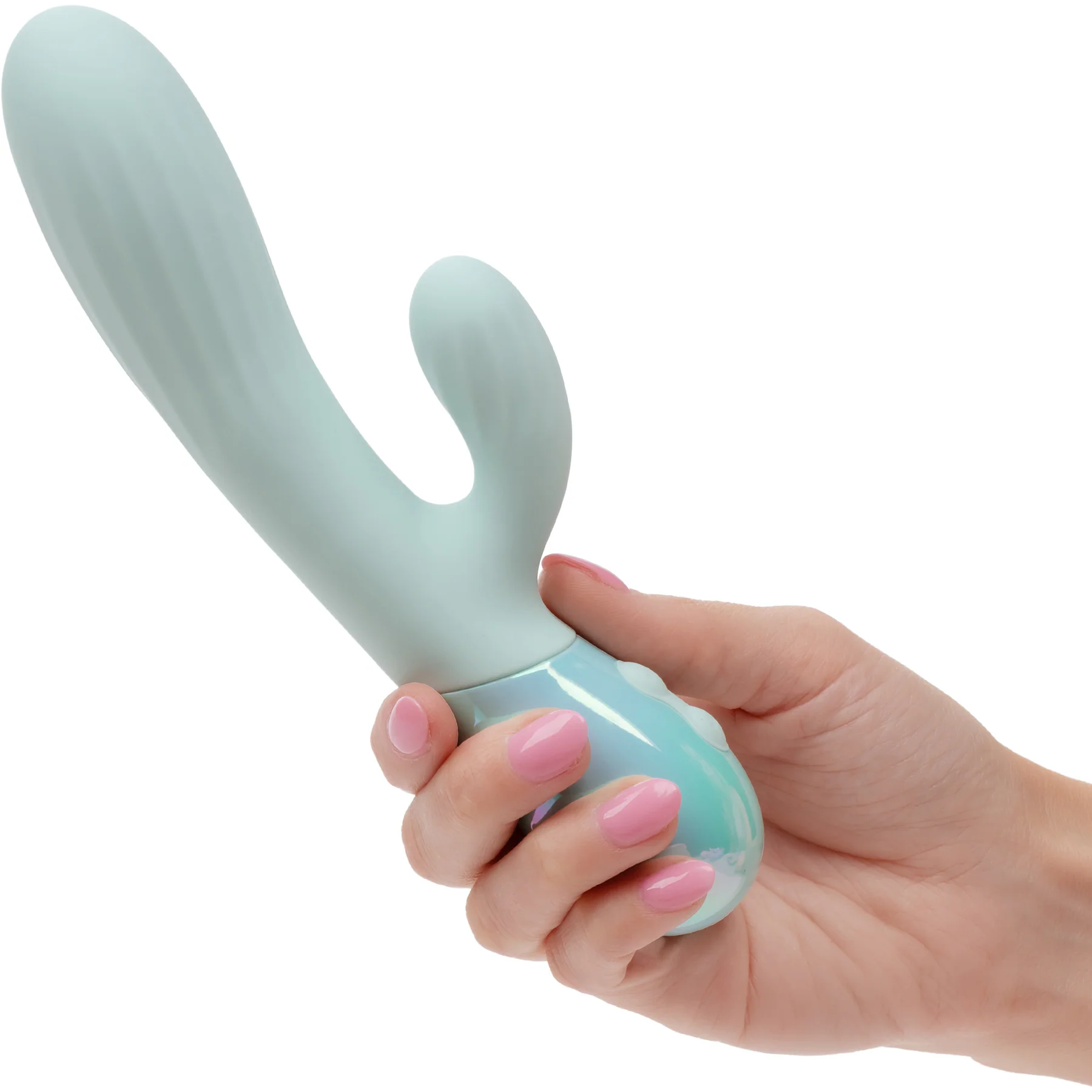 Aura Dual Ripple Rechargeable Silicone Rabbit Vibrator By CalExotics - Image 2