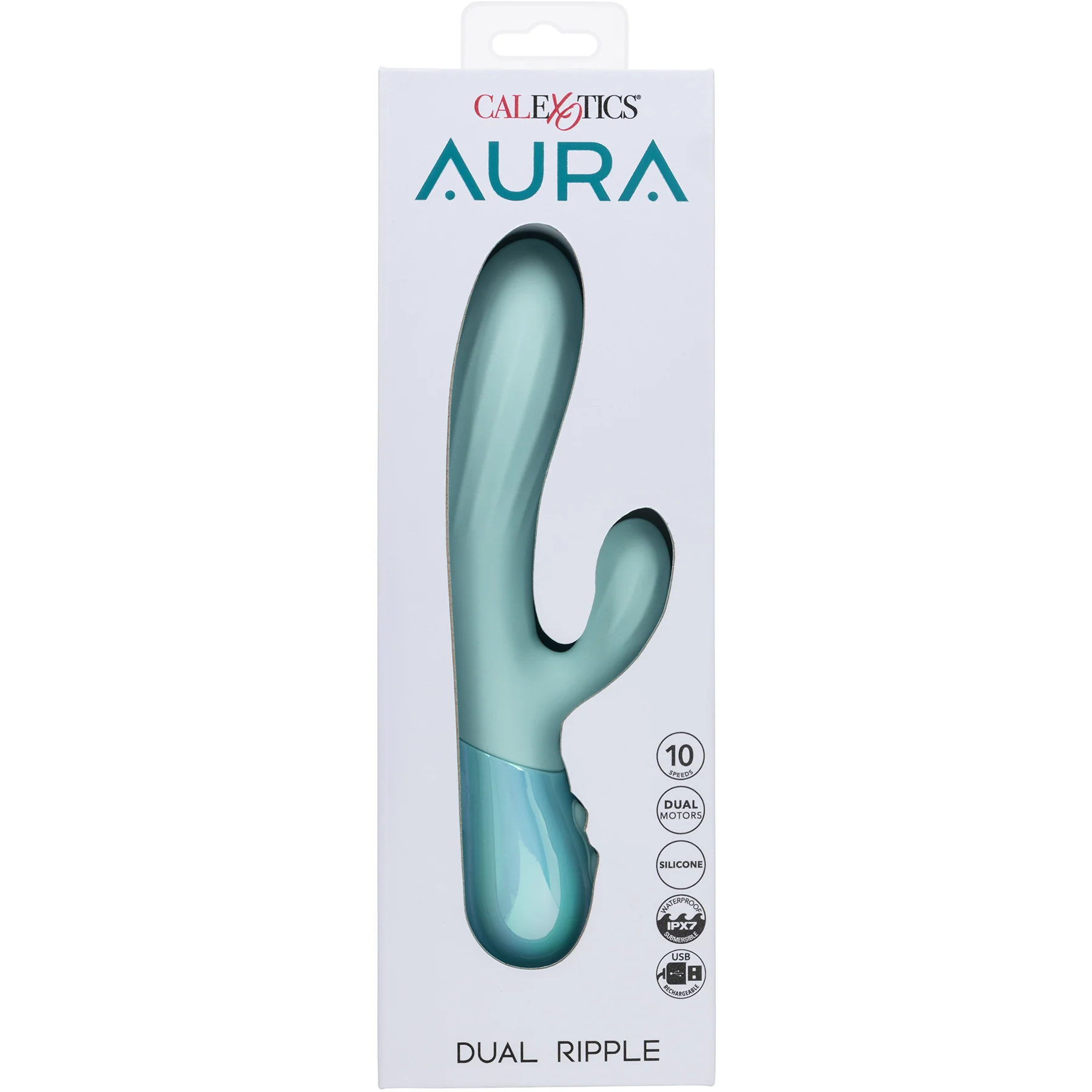 Aura Dual Ripple Rechargeable Silicone Rabbit Vibrator By CalExotics - Image 8