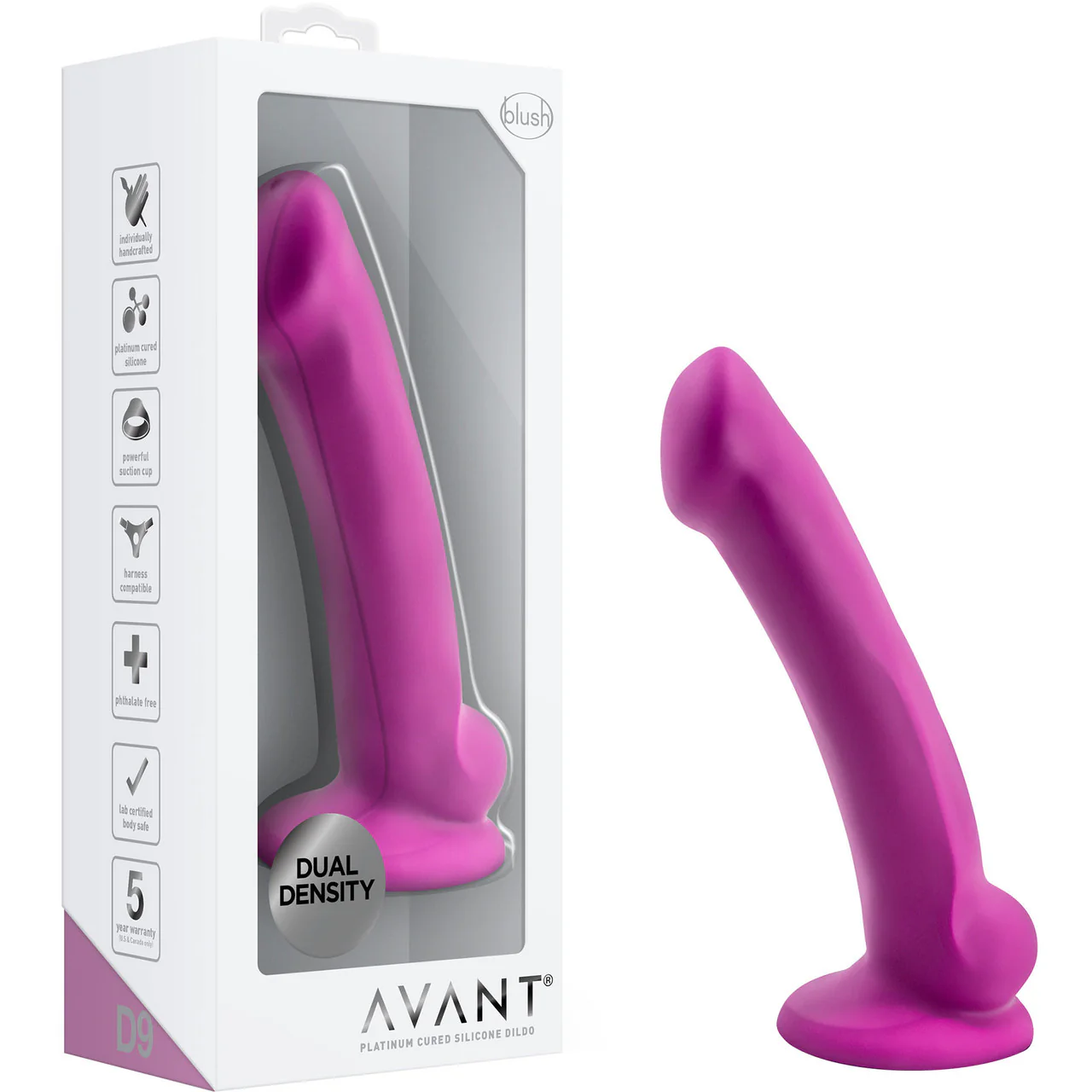 Avant D9 Ergo Mini Silicone Suction Cup Dildo by Blush - Violet - Image 6