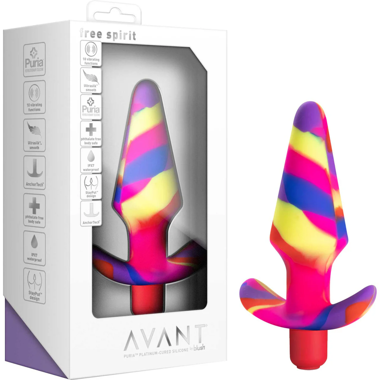 Avant Free Spirit Waterproof Vibrating Silicone Butt Plug By Blush - Scarlet - Image 10