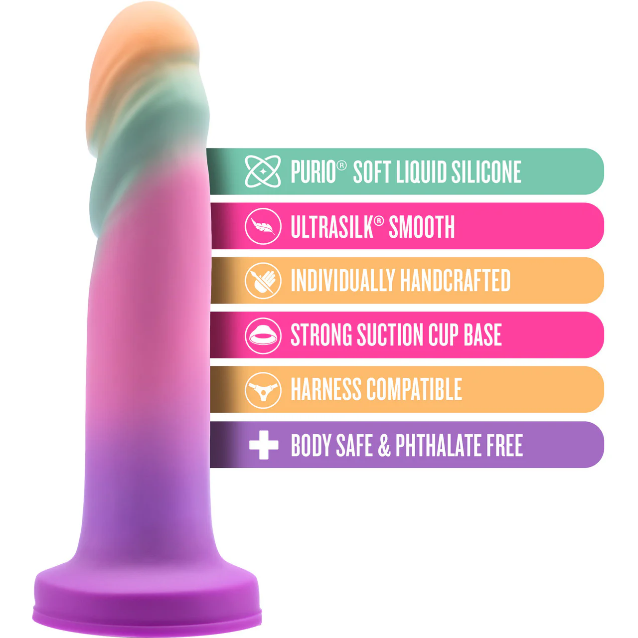 Avant Sunrise Gaze 7.5" Silicone Suction Cup Dildo By Blush - Sherbet - Image 4