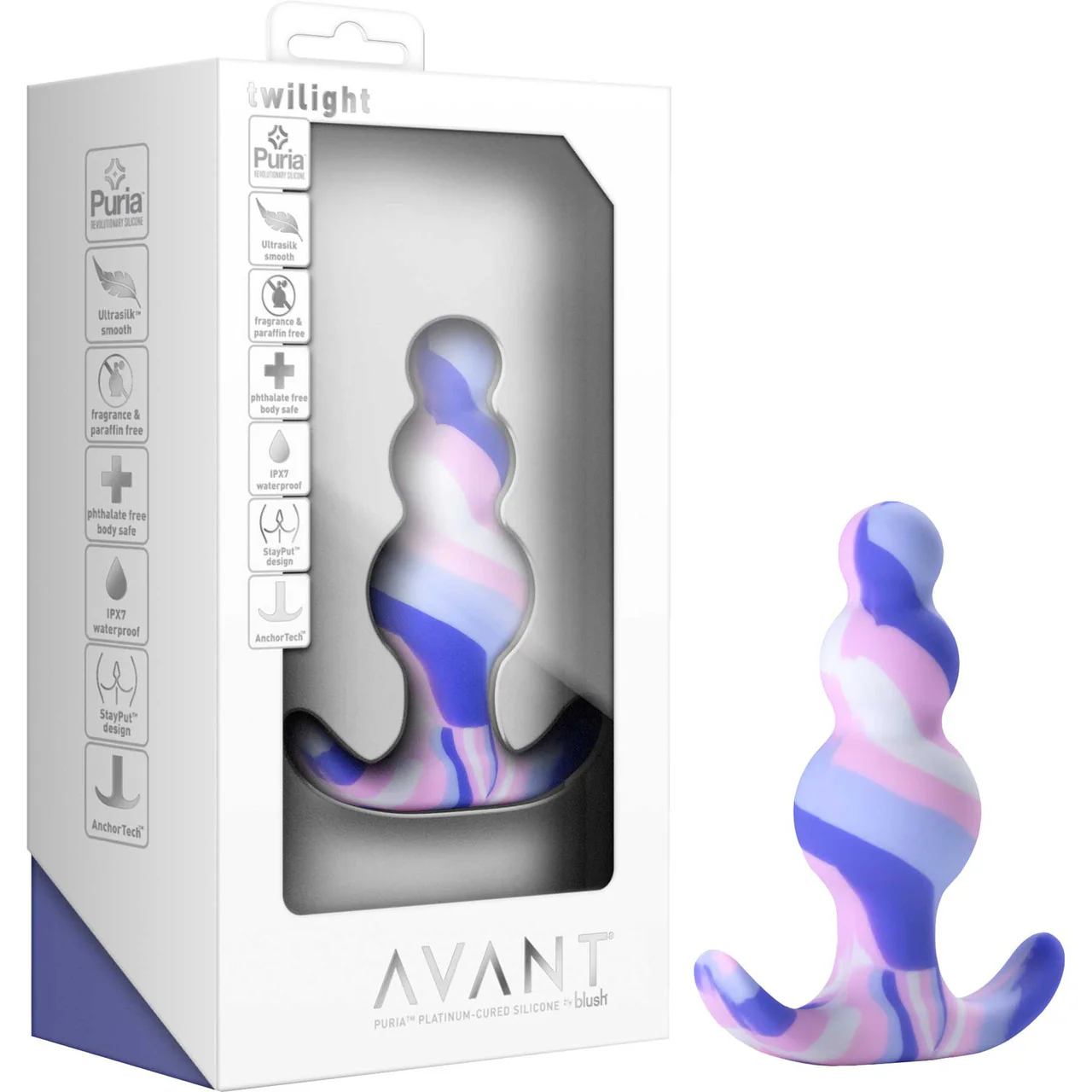 Avant Twilight Beaded Silicone Butt Plug By Blush - Blue - Image 10