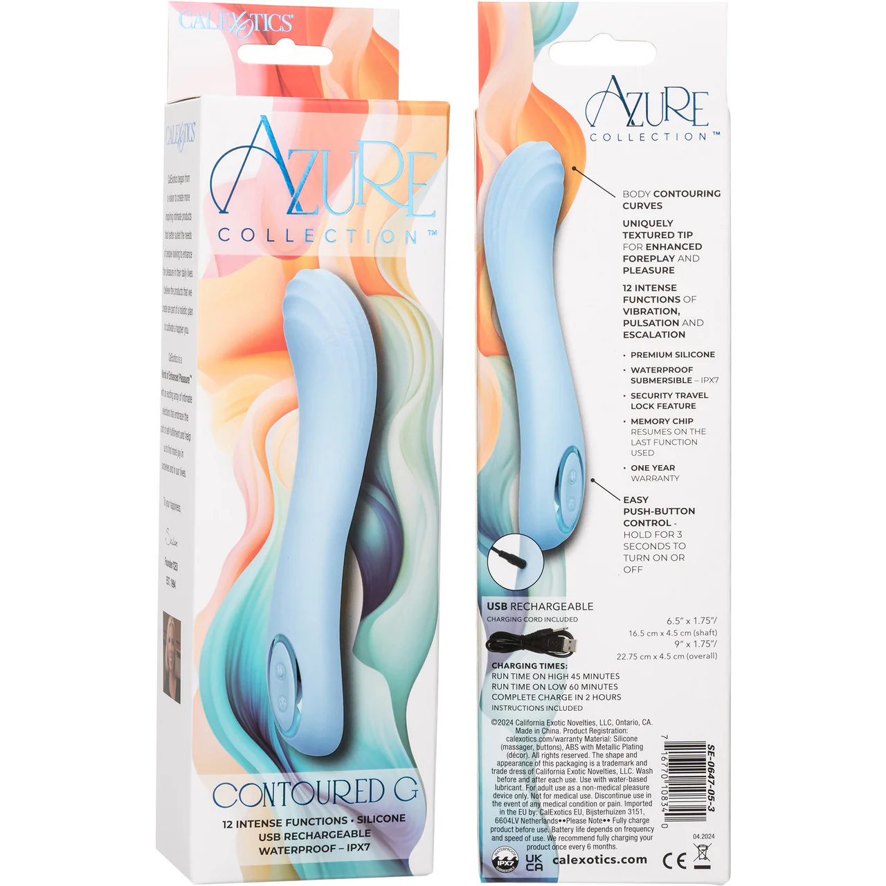 Azure Collection Contoured G Rechargeable Waterproof Silicone G-Spot Vibrator By CalExotics - Image 10