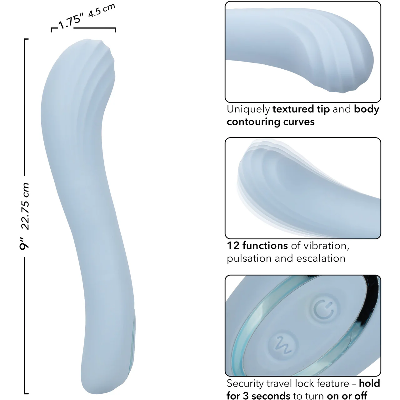 Azure Collection Contoured G Rechargeable Waterproof Silicone G-Spot Vibrator By CalExotics - Image 8