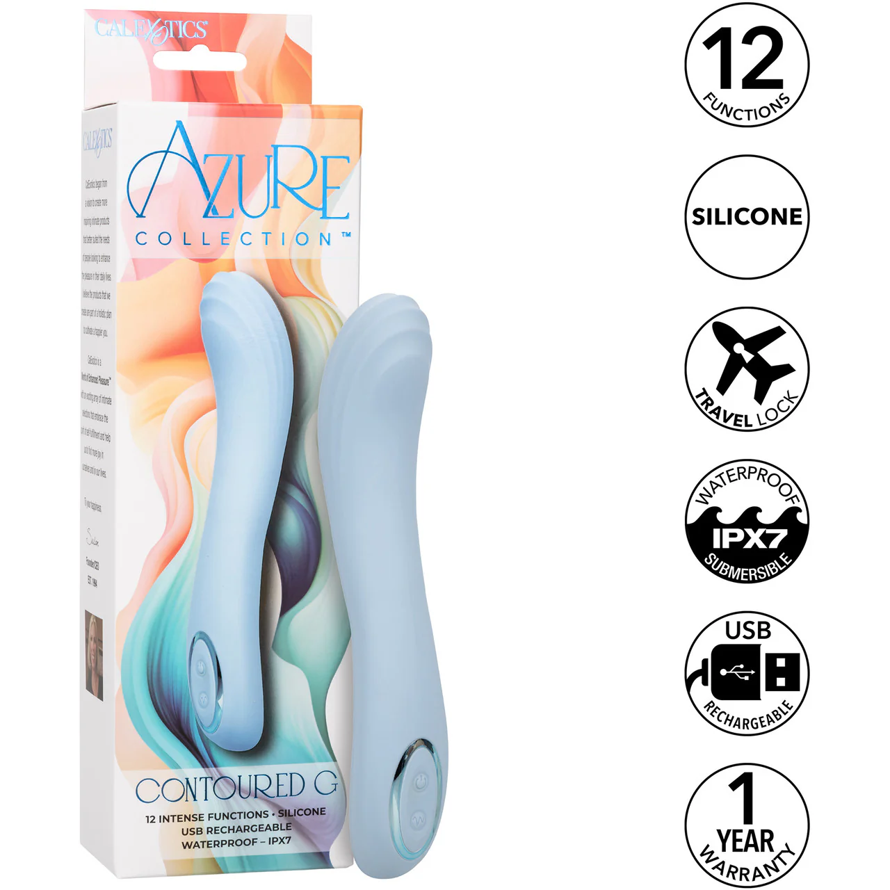 Azure Collection Contoured G Rechargeable Waterproof Silicone G-Spot Vibrator By CalExotics - Image 9