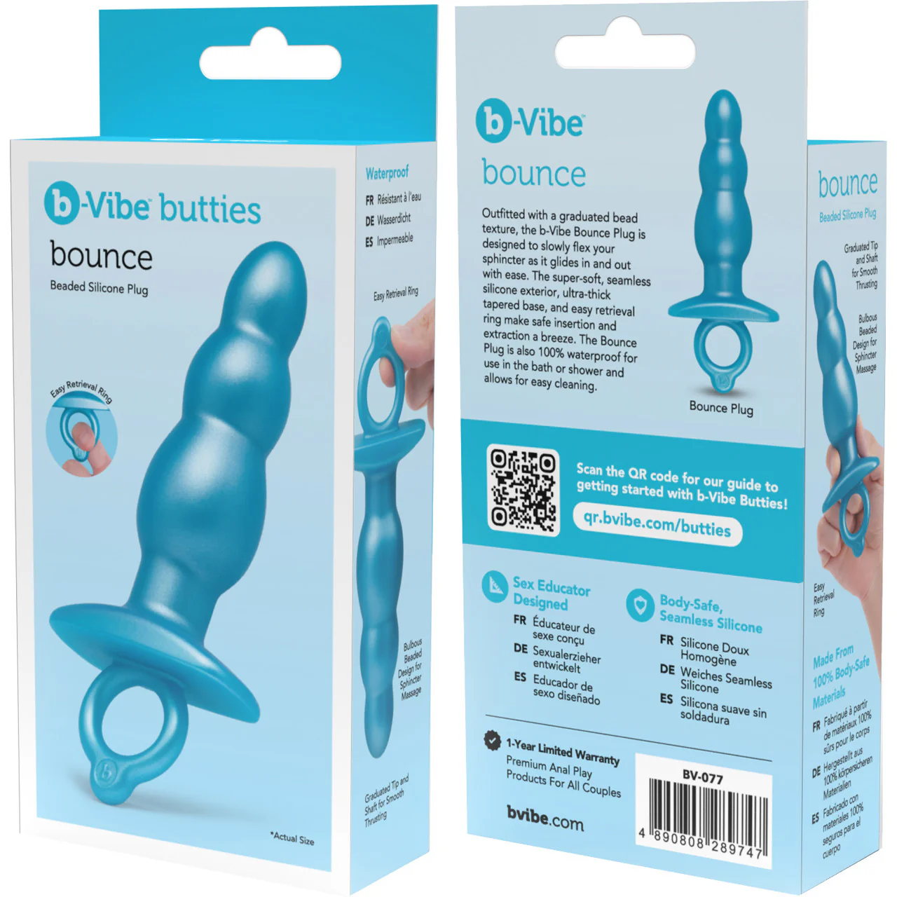 b-Vibe Butties Bounce Beaded Silicone Anal Plug - Blue - Image 10