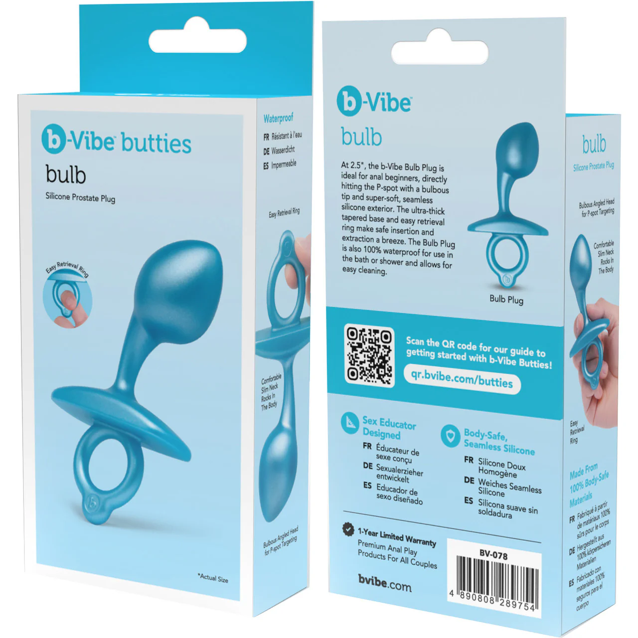 b-Vibe Butties Bulb Silicone Prostate Plug - Blue - Image 9