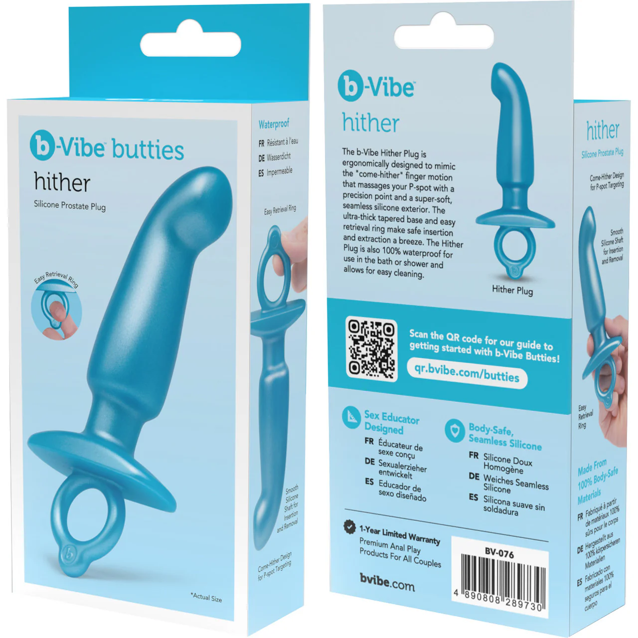 b-Vibe Butties Hither Silicone Prostate Plug - Blue - Image 10