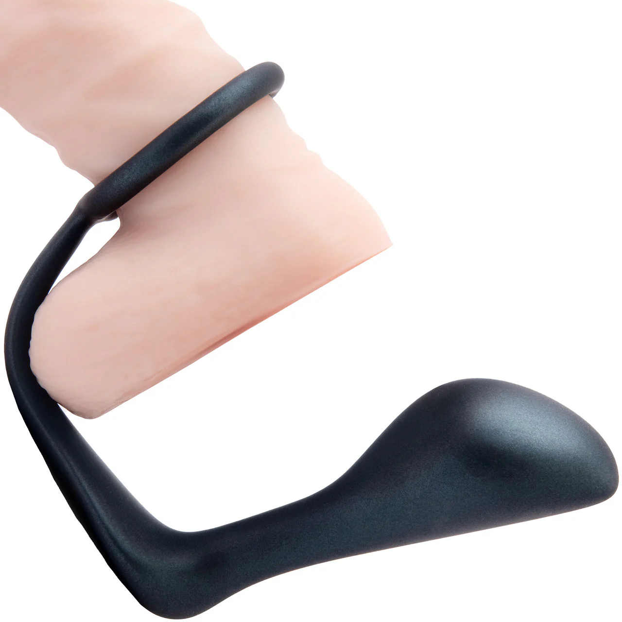 b-Vibe Butties Ringer Silicone Cock Ring & Prostate Plug - Black - Image 2