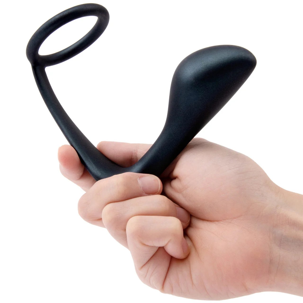 b-Vibe Butties Ringer Silicone Cock Ring & Prostate Plug - Black - Image 4