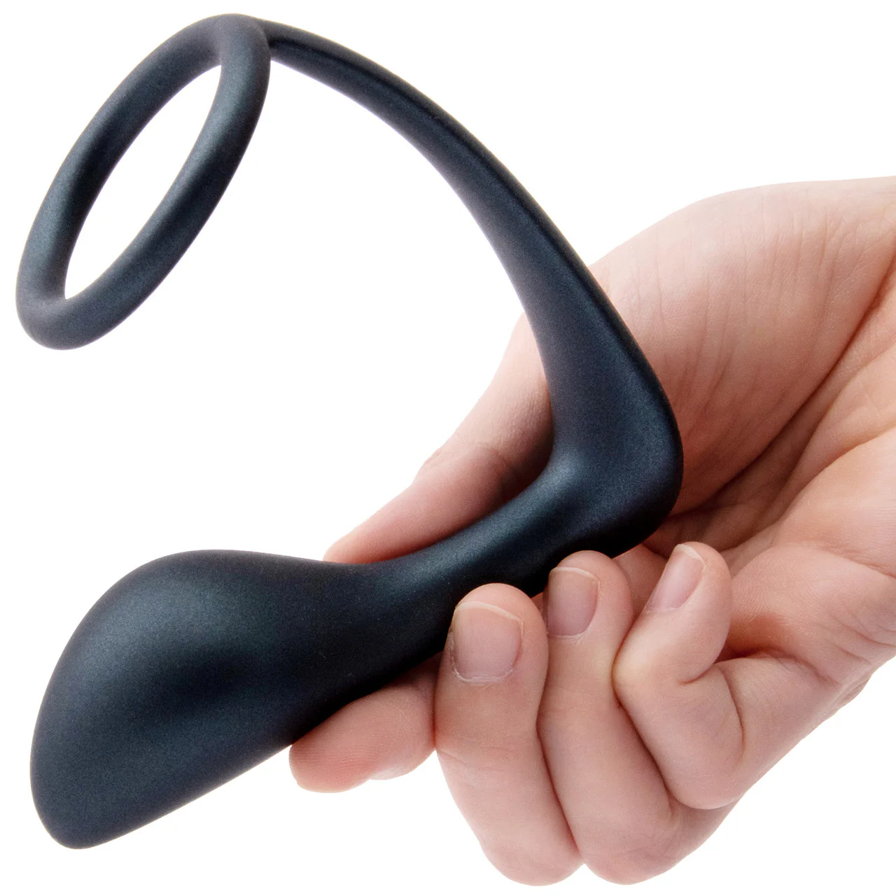 b-Vibe Butties Ringer Silicone Cock Ring & Prostate Plug - Black - Image 5