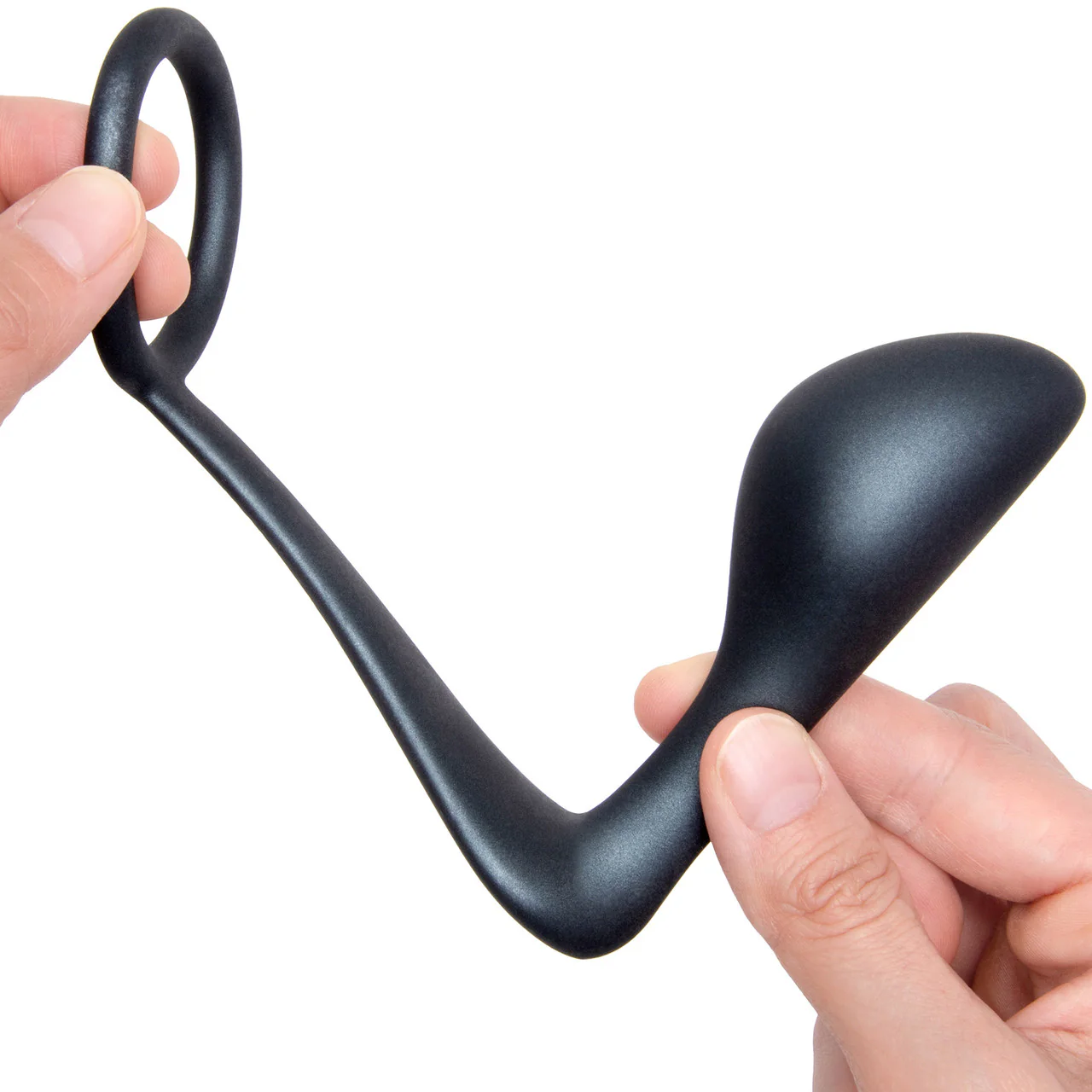 b-Vibe Butties Ringer Silicone Cock Ring & Prostate Plug - Black - Image 6