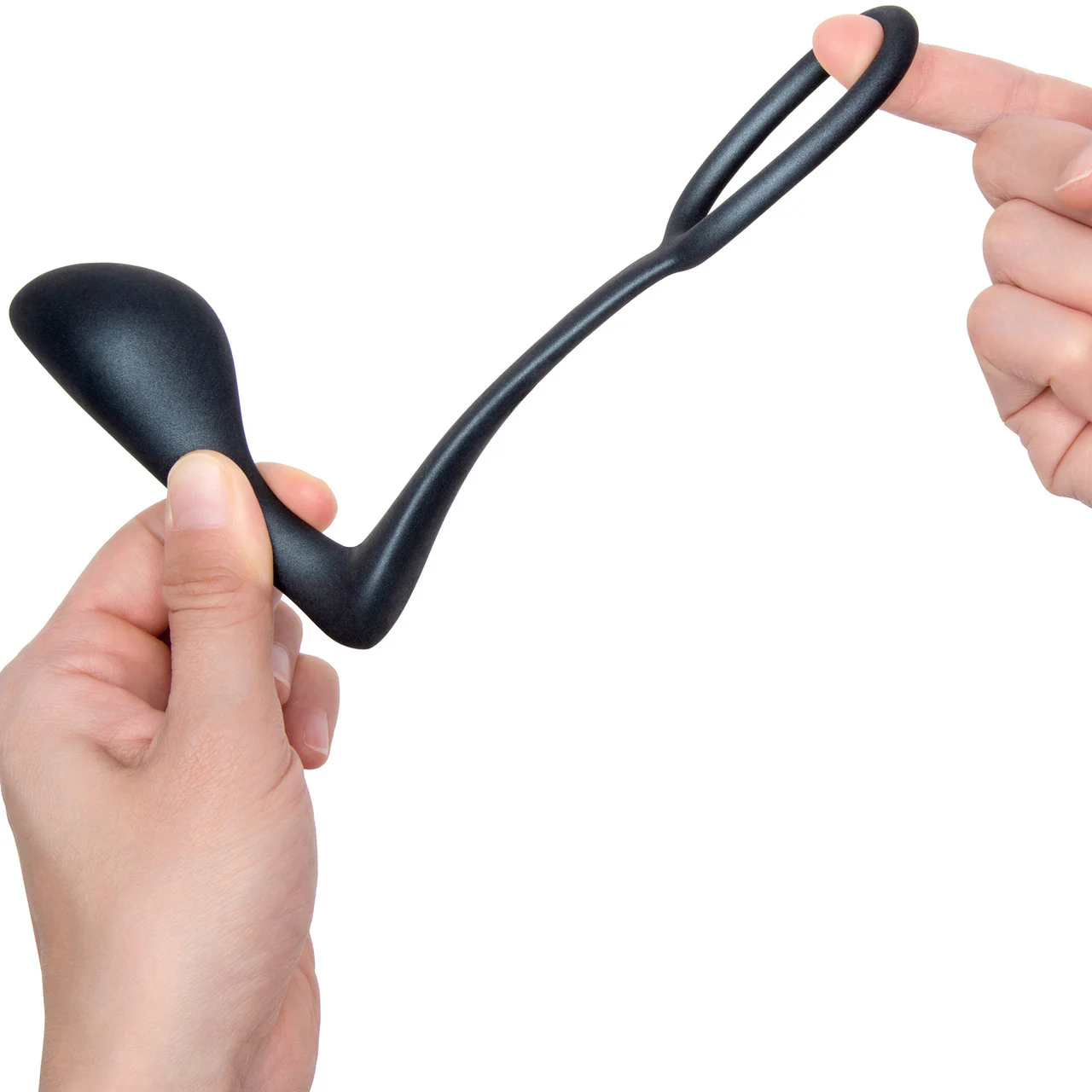 b-Vibe Butties Ringer Silicone Cock Ring & Prostate Plug - Black - Image 7