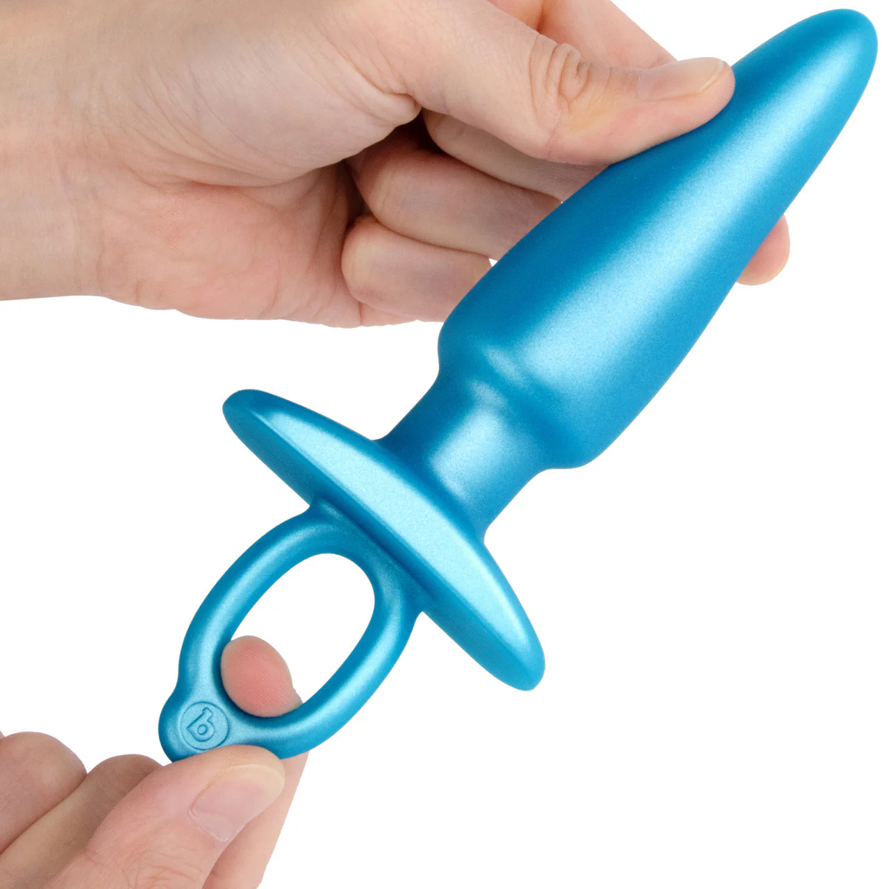 b-Vibe Butties Sleek Tapered Silicone Anal Plug - Blue - Image 6