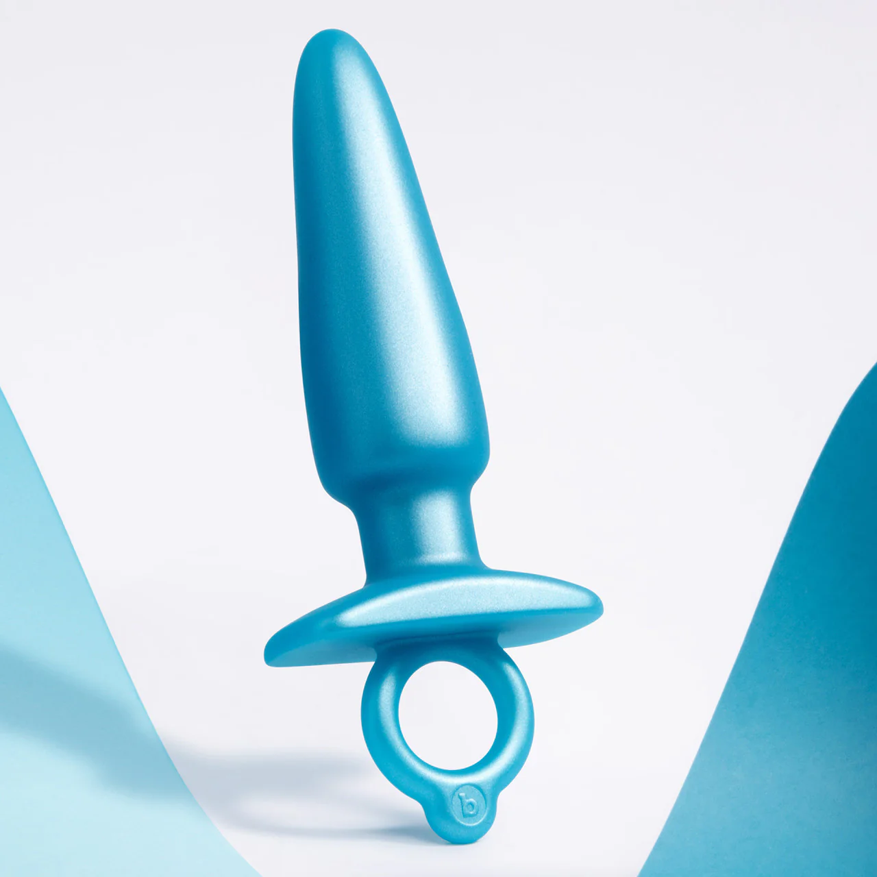 b-Vibe Butties Sleek Tapered Silicone Anal Plug - Blue - Image 7