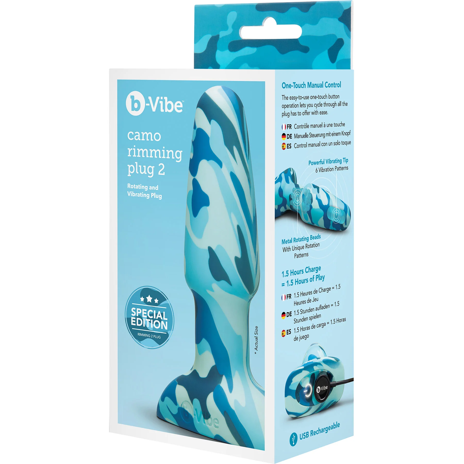 b-Vibe Camo Rimming Plug 2 Vibrating Anal Plug With Rotating Beads - Image 22