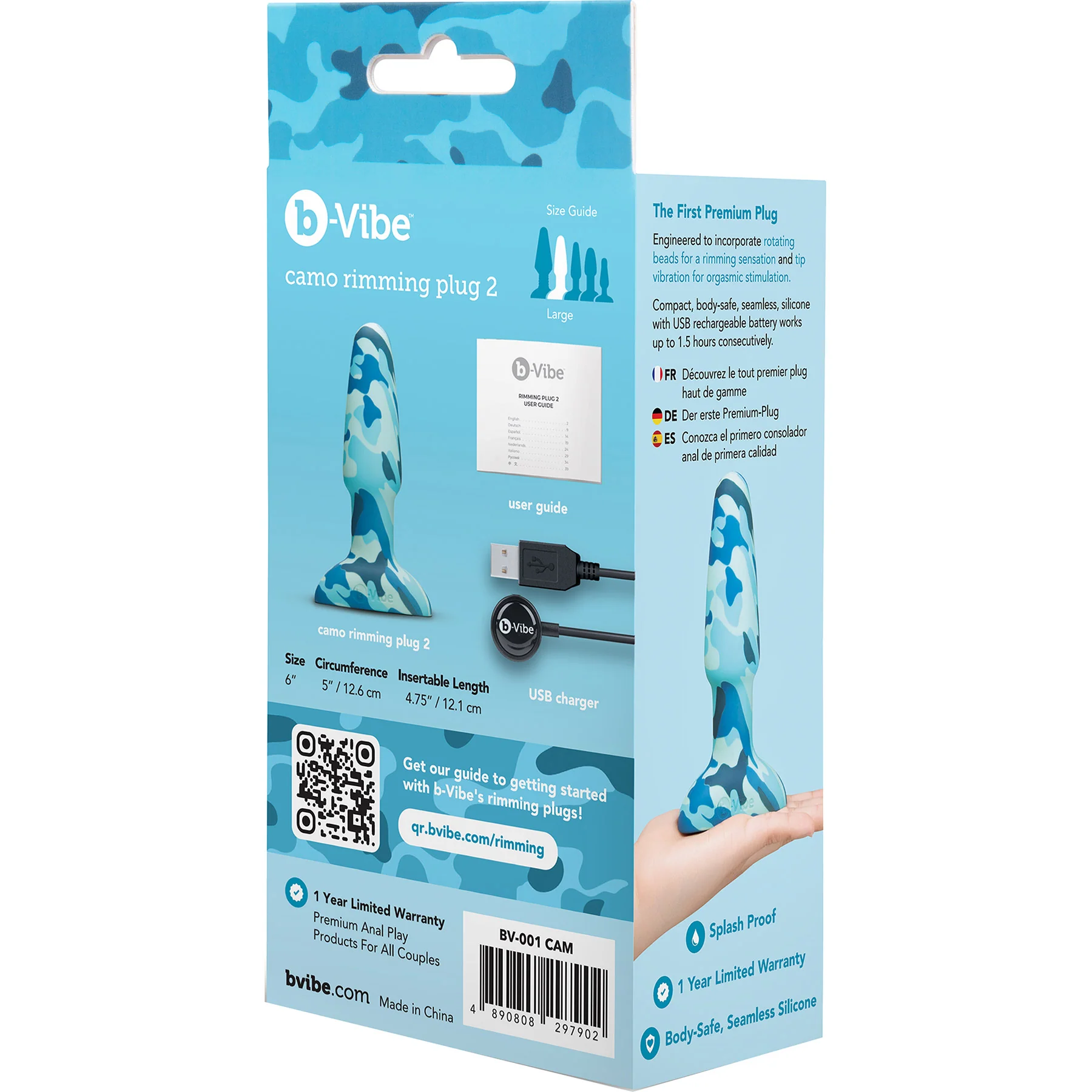 b-Vibe Camo Rimming Plug 2 Vibrating Anal Plug With Rotating Beads - Image 23
