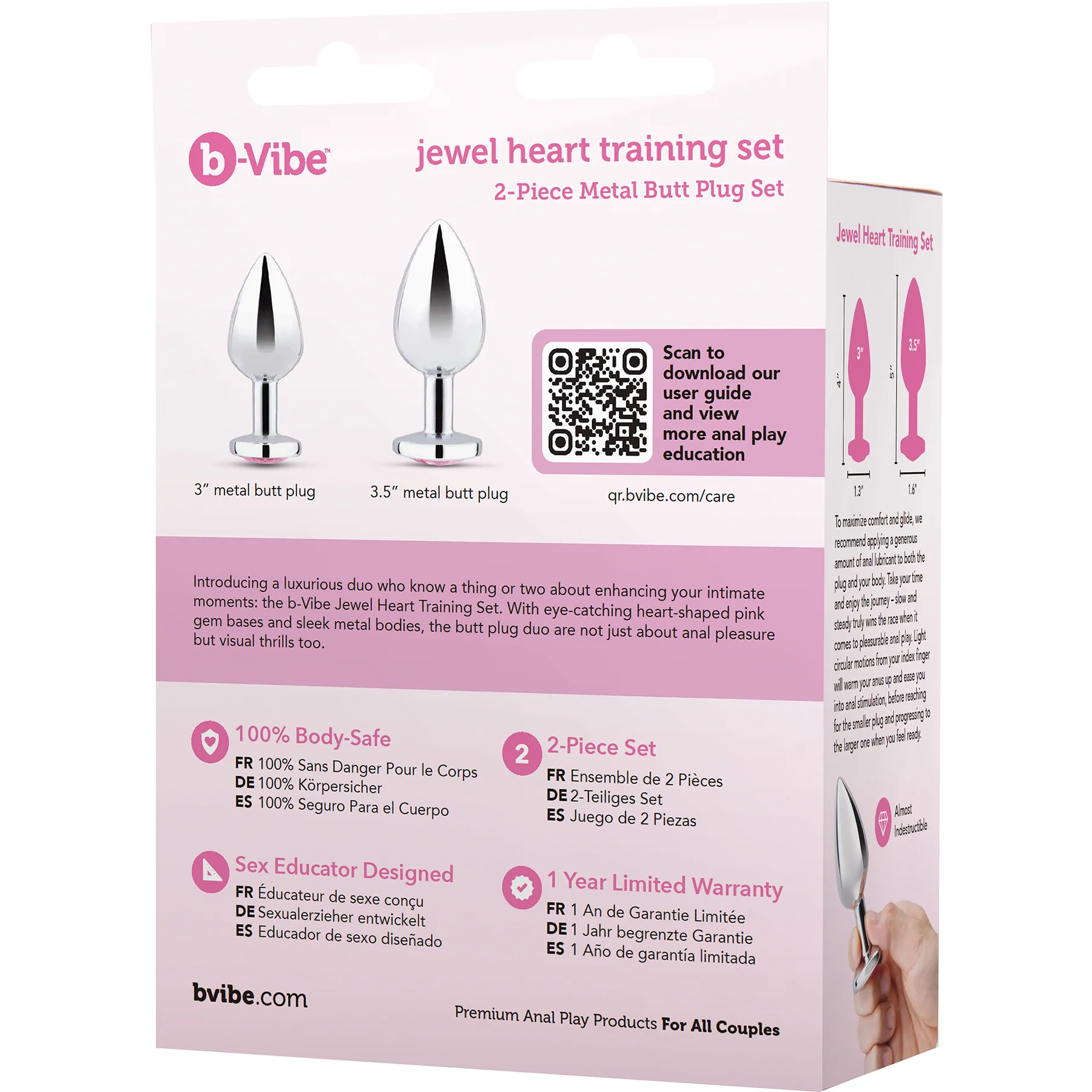 b-Vibe Jewel Heart Metal Butt Plug Training Set - Image 15