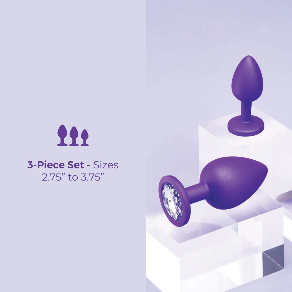 b-Vibe Jeweled Butties Bundle Silicone 3 Piece Anal Training Set - Image 9