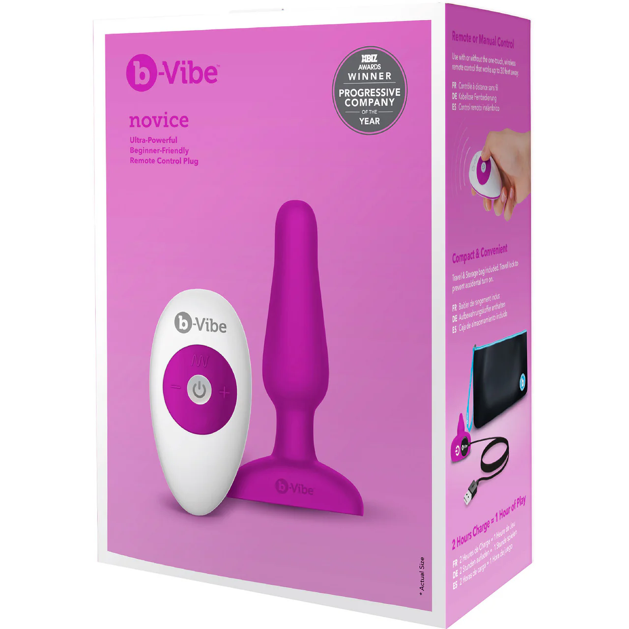 b-Vibe Novice Plug Vibrating Anal Plug With Remote - Fuchsia - Image 11