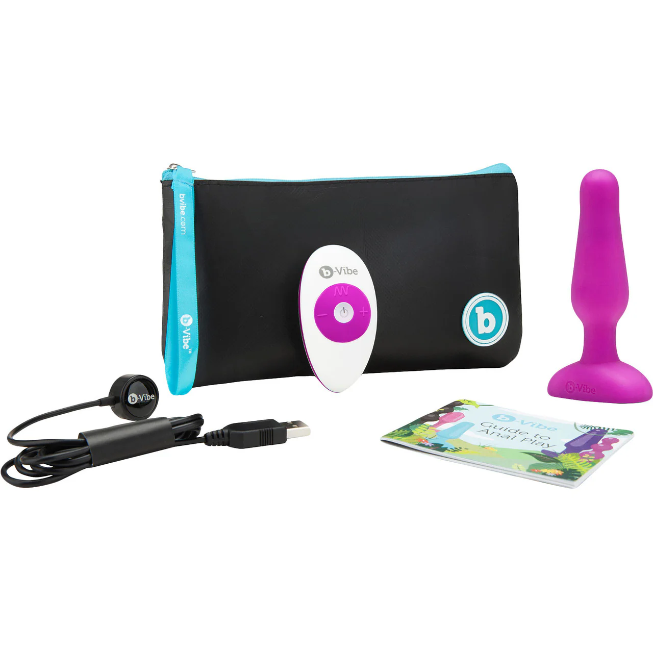 b-Vibe Novice Plug Vibrating Anal Plug With Remote - Fuchsia - Image 8