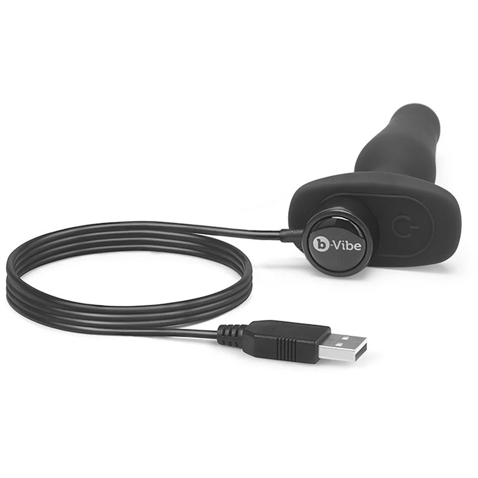 b-Vibe Novice Plug Vibrating Silicone Anal Plug With Remote - Black - Image 5