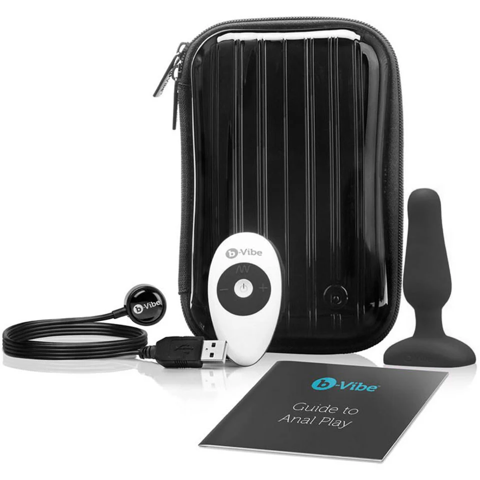 b-Vibe Novice Plug Vibrating Silicone Anal Plug With Remote - Black - Image 7