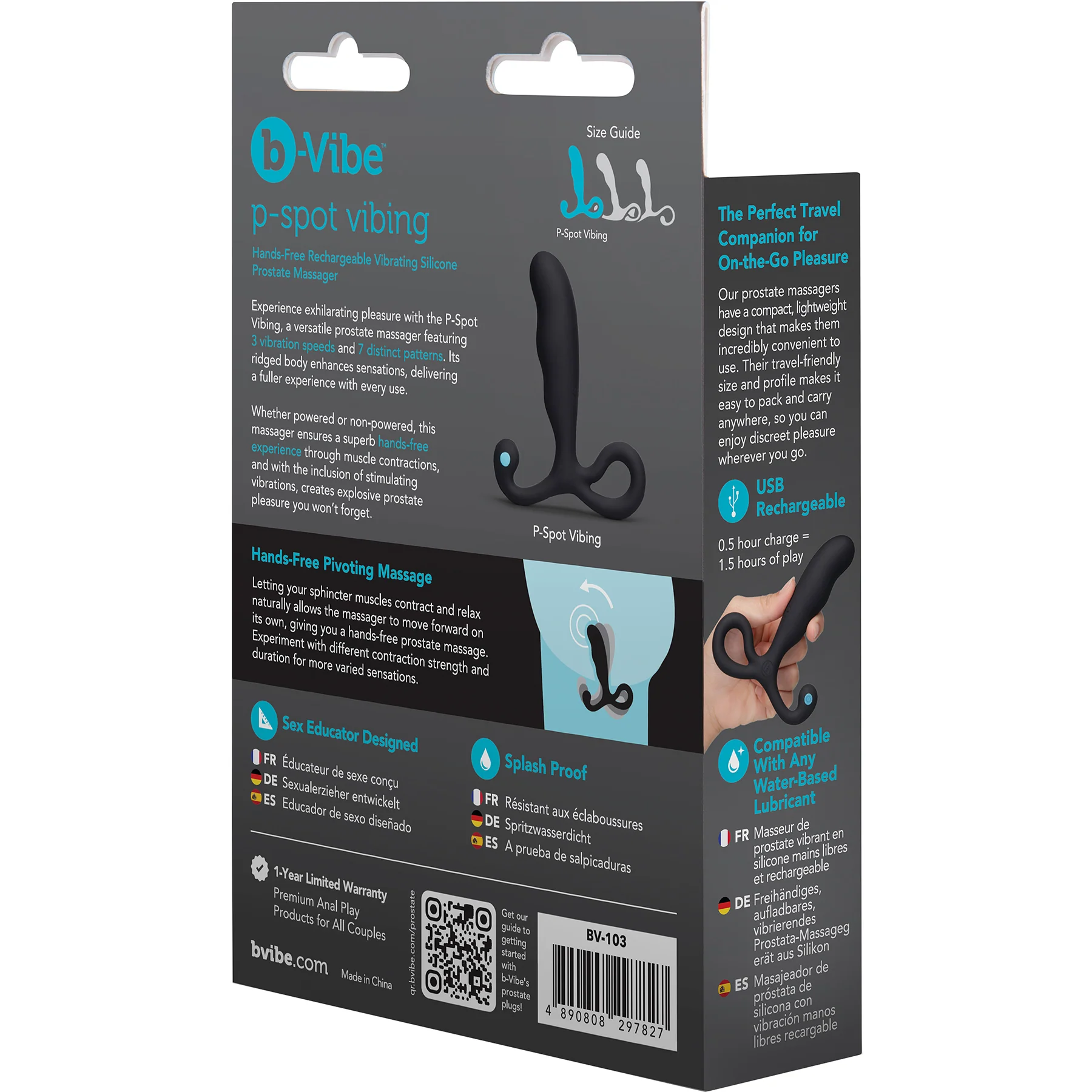 b-Vibe P-Spot Vibing Hands-Free Rechargeable Vibrating Silicone Prostate Massager - Image 17