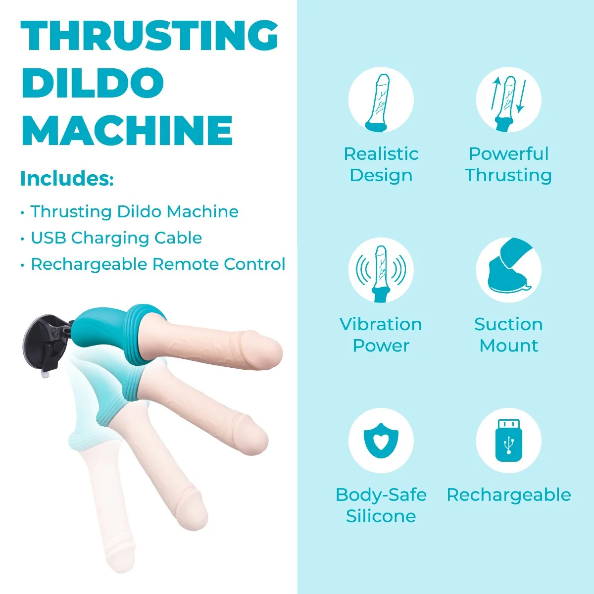 b-Vibe Realistic Rechargeable Silicone Thrusting Dildo Machine - Image 2