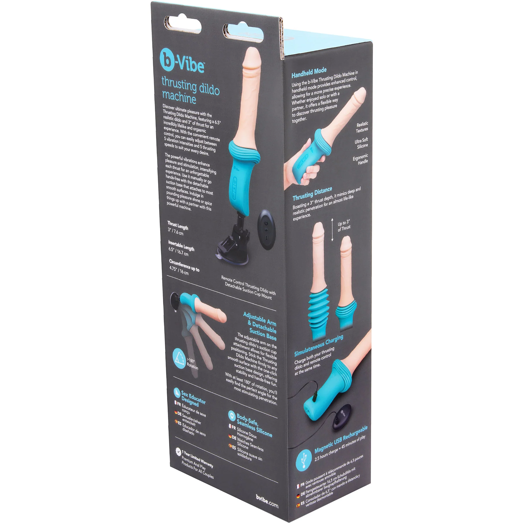 b-Vibe Realistic Rechargeable Silicone Thrusting Dildo Machine - Image 21