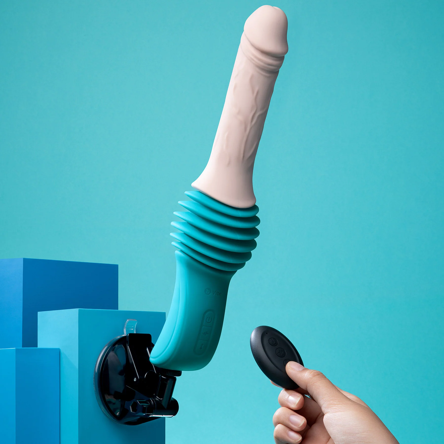 b-Vibe Realistic Rechargeable Silicone Thrusting Dildo Machine - Image 6