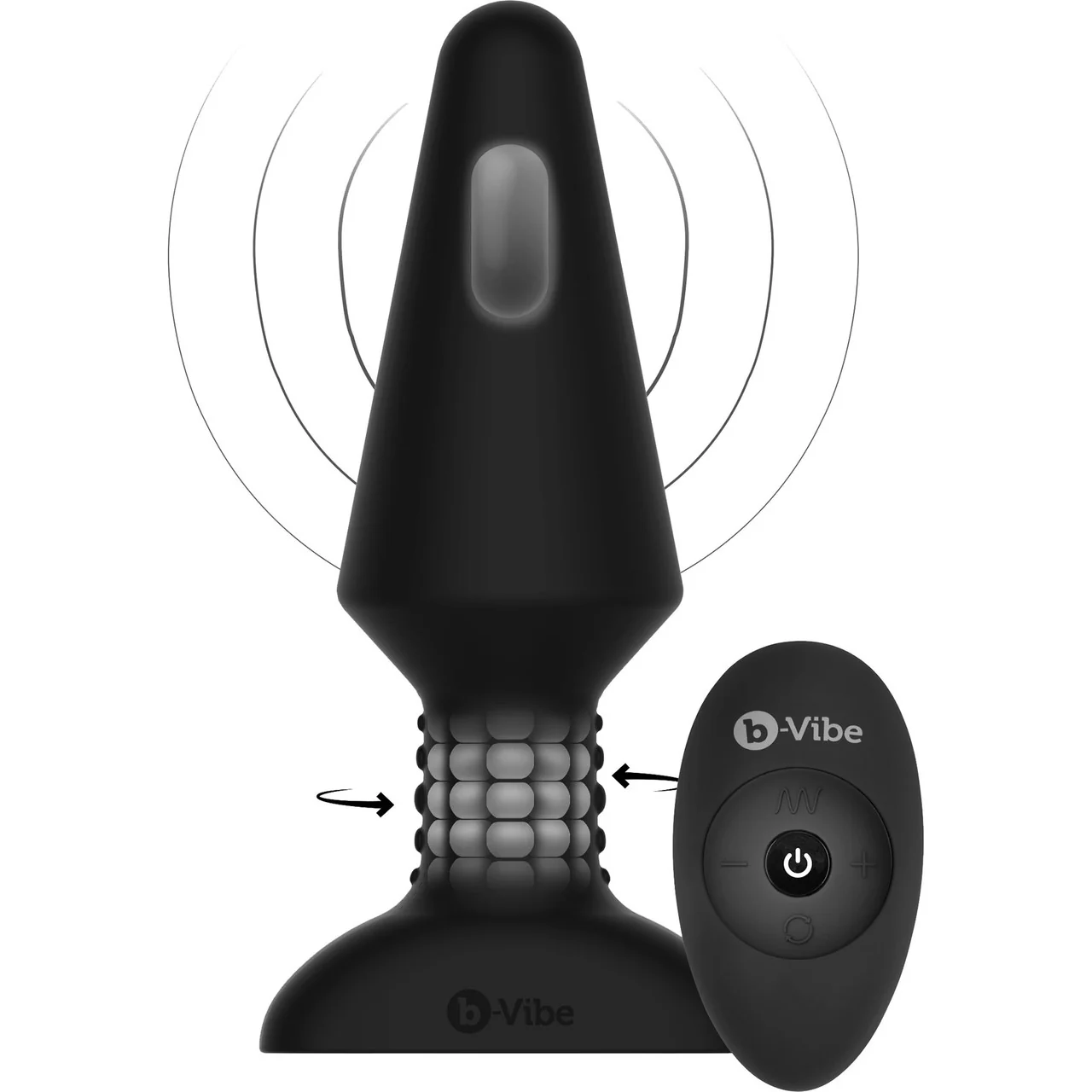 b-Vibe Rimming Plug XL Silicone Remote Control Vibrating Anal Toy - Black - Image 3