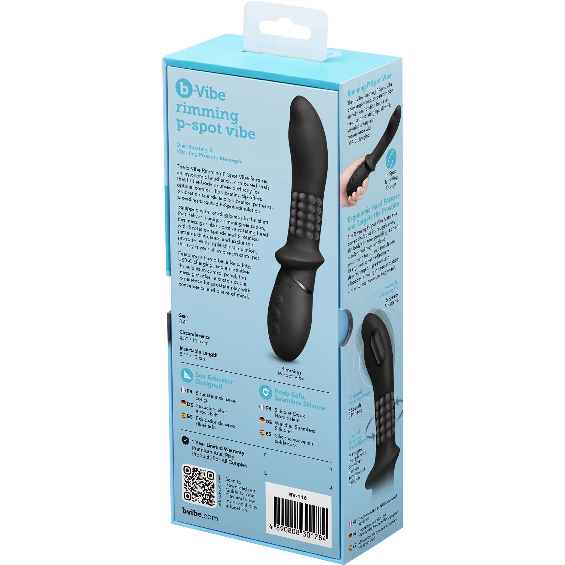 b-Vibe Rimming Rechargeable Silicone P-Spot Vibe - Image 19