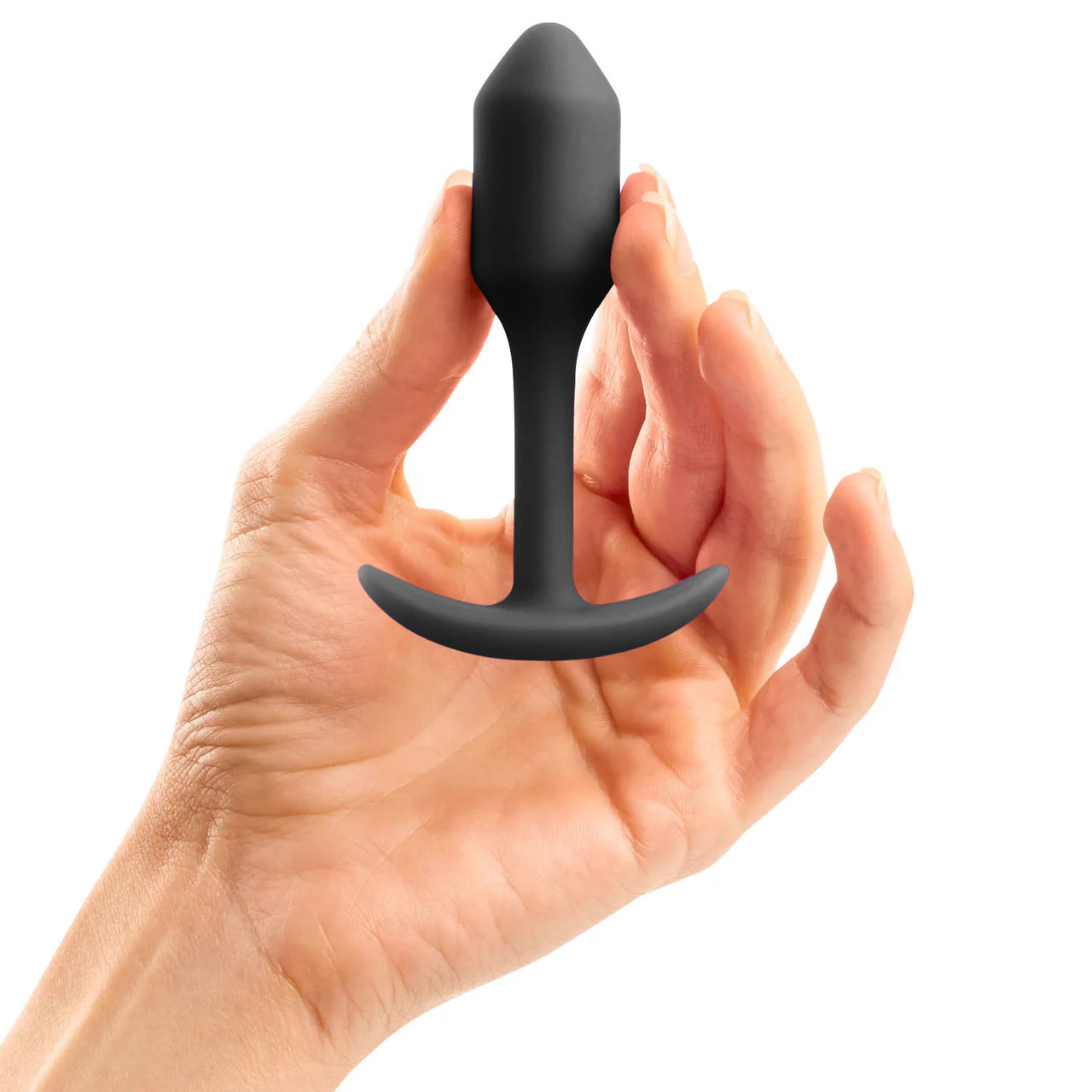 b-Vibe Snug Plug 1 Small Silicone Weighted Butt Plug - Black - Image 4