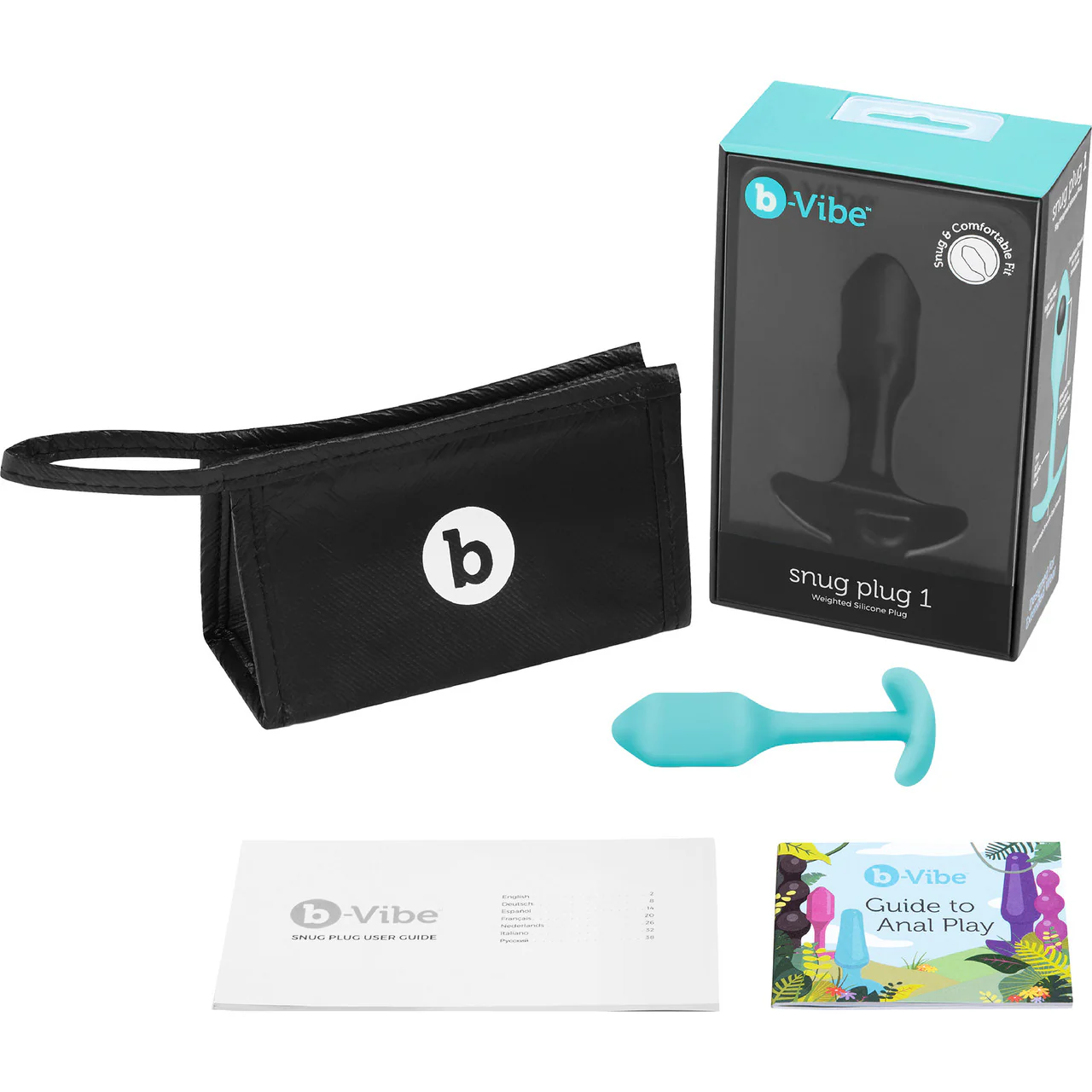 b-Vibe Snug Plug 1 Small Silicone Weighted Butt Plug - Mint - Image 5