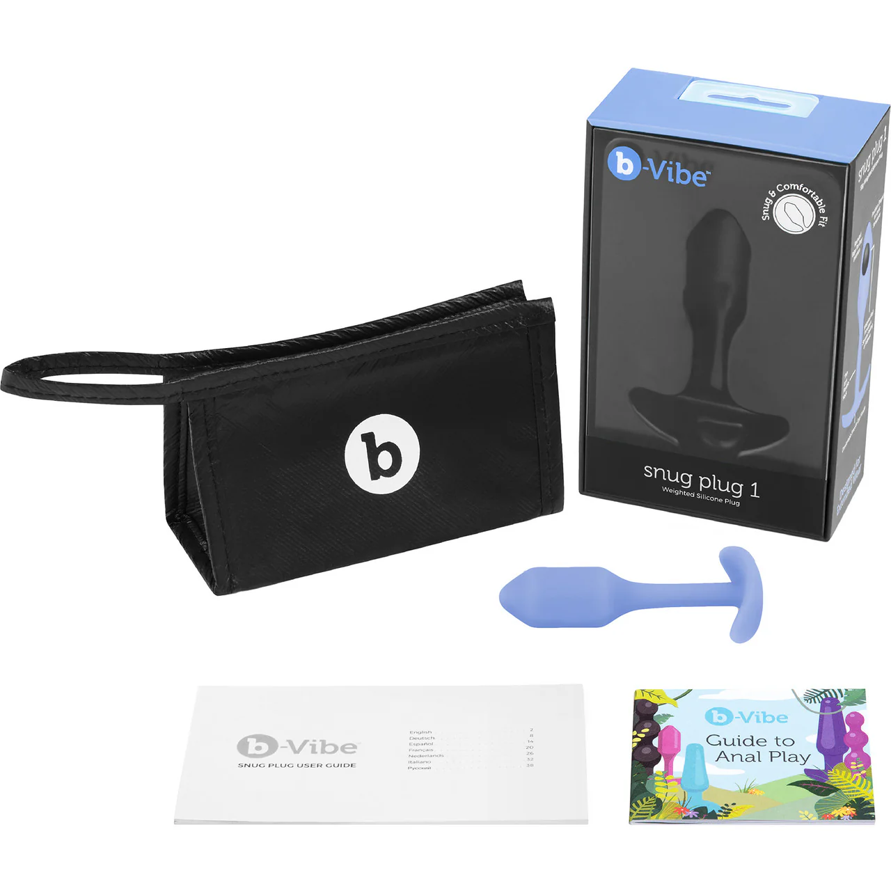 b-Vibe Snug Plug 1 Small Silicone Weighted Butt Plug - Violet - Image 5