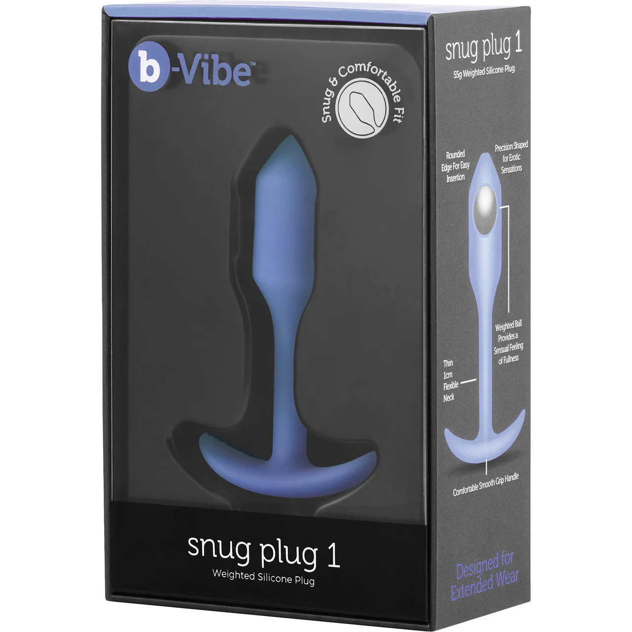 b-Vibe Snug Plug 1 Small Silicone Weighted Butt Plug - Violet - Image 6