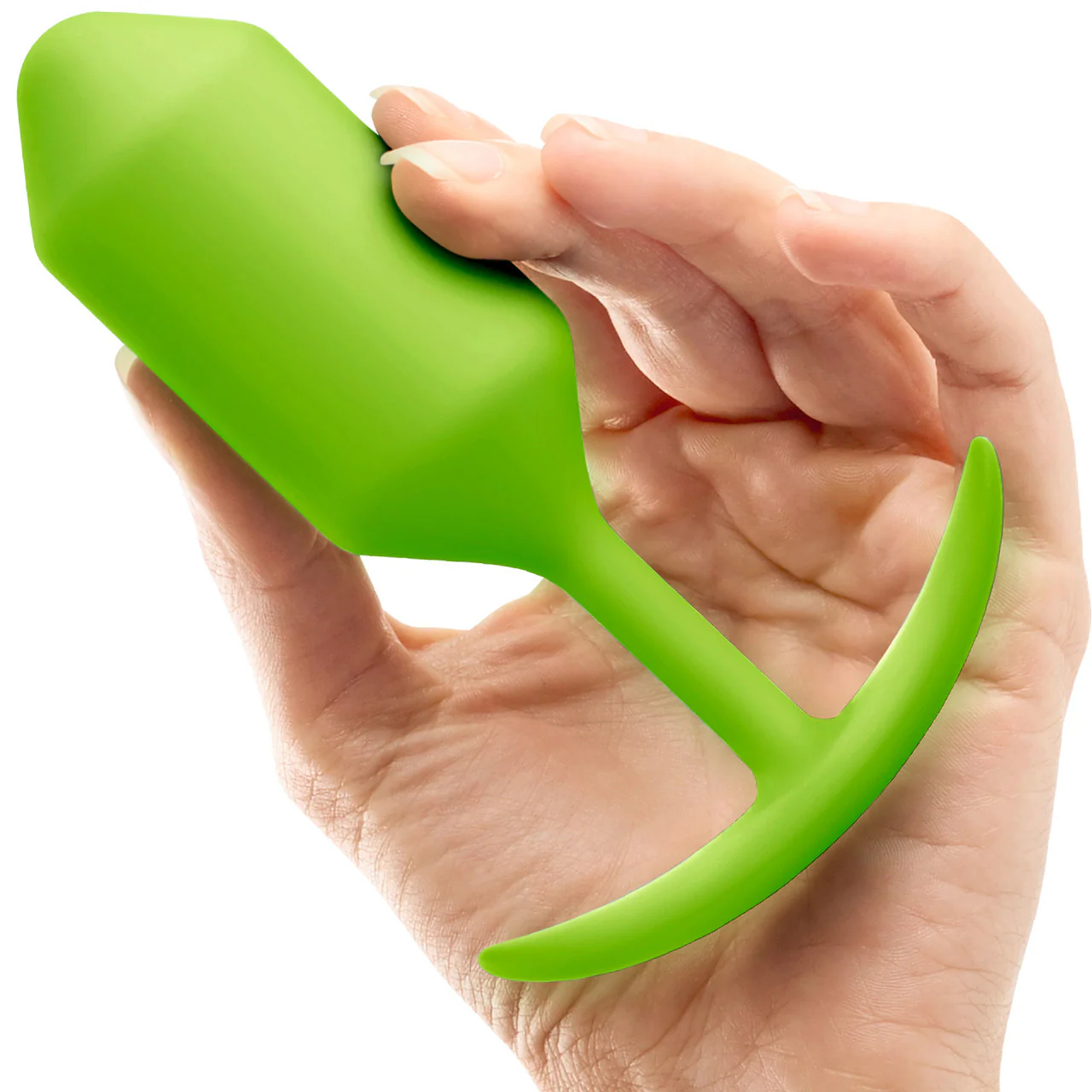 b-Vibe Snug Plug 3 Large Silicone Weighted Butt Plug - Lime - Image 4