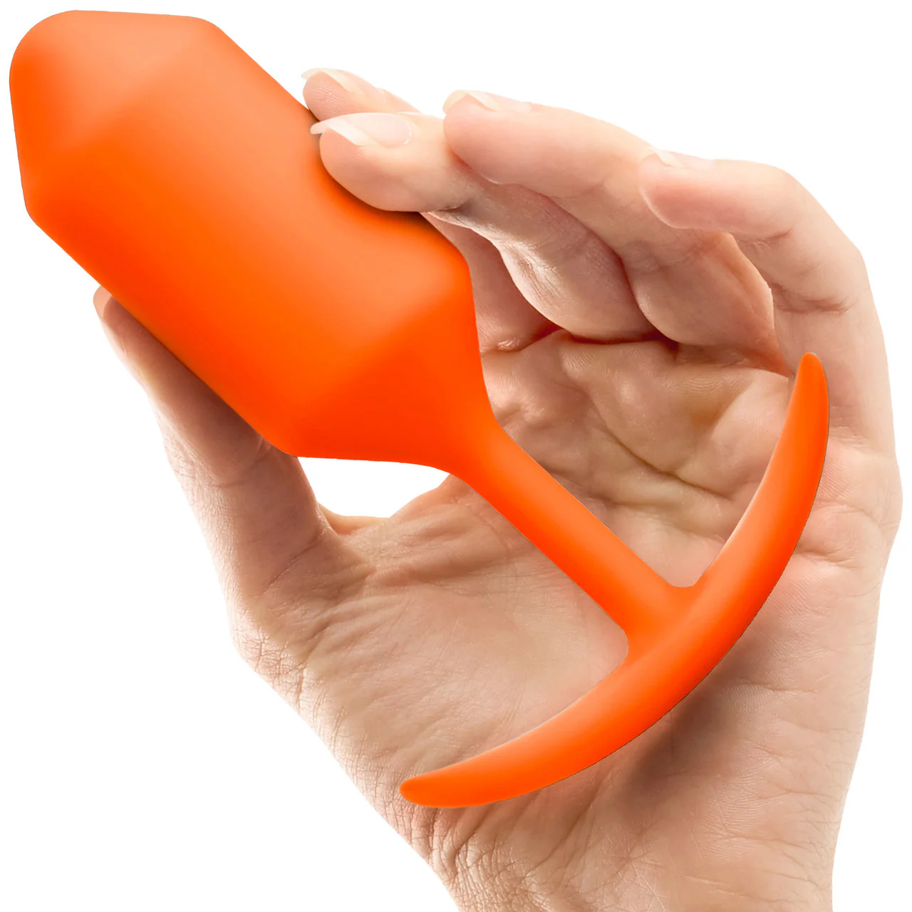 b-Vibe Snug Plug 3 Large Silicone Weighted Butt Plug - Orange - Image 4