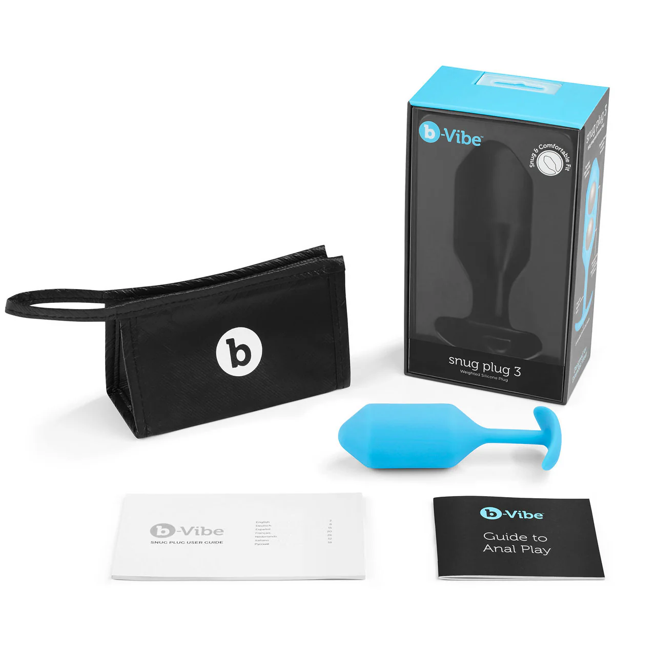 b-Vibe Snug Plug 3 Large Silicone Weighted Butt Plug - Teal - Image 5